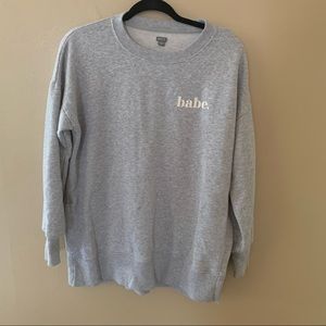 Aerie Babe Light Grey Crewneck